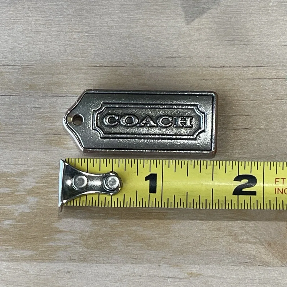 Vintage Coach Brushed Silver Metal Hangtag Bag Charm Replacement Y2K Logo Fob